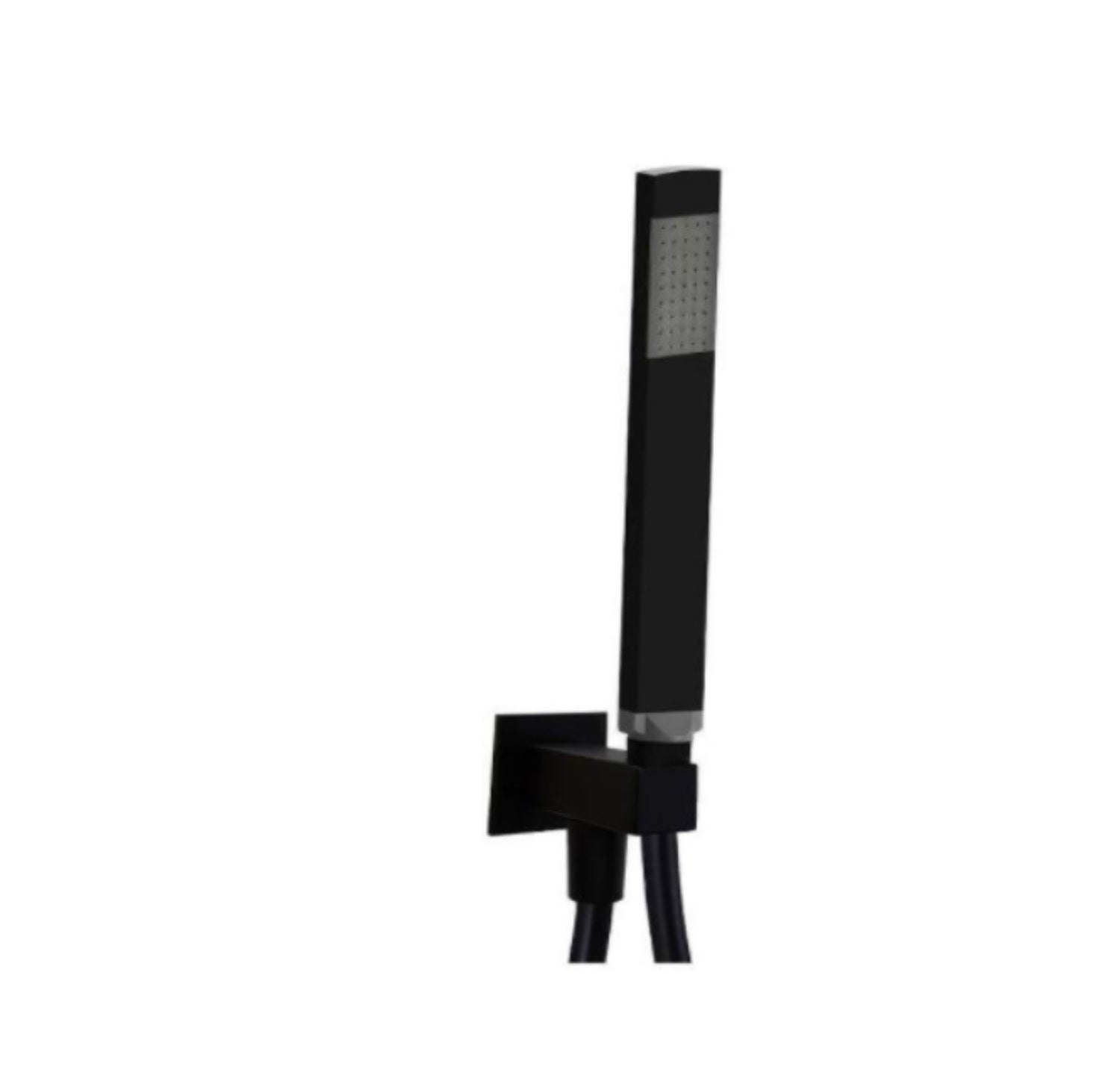Set soffione doccia con braccio tondo e miscelatore con set doccia quadro in nero opaco Paffoni