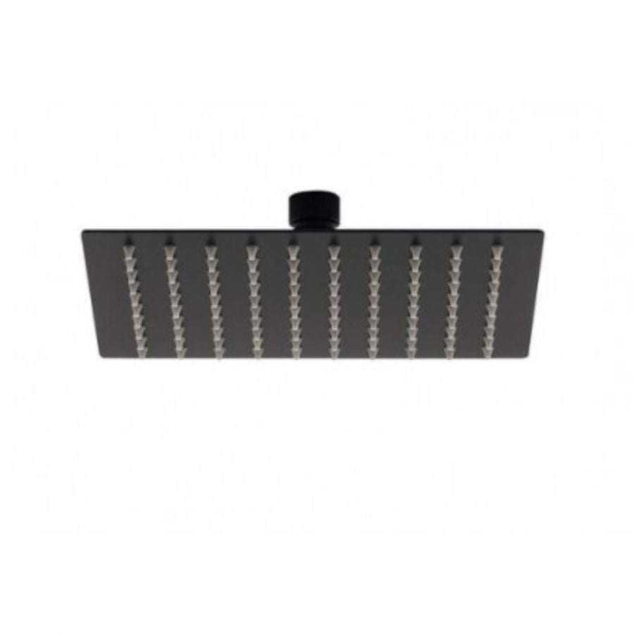 Set soffione doccia con braccio tondo e miscelatore con set doccia quadro in nero opaco Paffoni