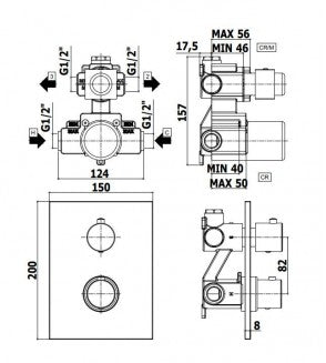 Set Soffione doccia Level e doccia tonda con miscelatore termostato e set duplex doccia in acciaio spazzolato Paffoni