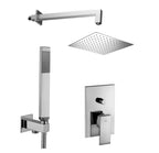 Set soffione doccia quadrato e braccio doccia quadrato con miscelatore incasso Elle e set duplex doccia Cromo Paffoni