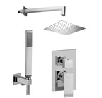 Set soffione doccia quadrato e braccio doccia quadrato con miscelatore incasso Elle e set duplex doccia Cromo Paffoni