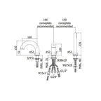 Batteria bordo vasca con bocca e doccia verticale serie Birillo modello BI040LCR cromato Paffoni