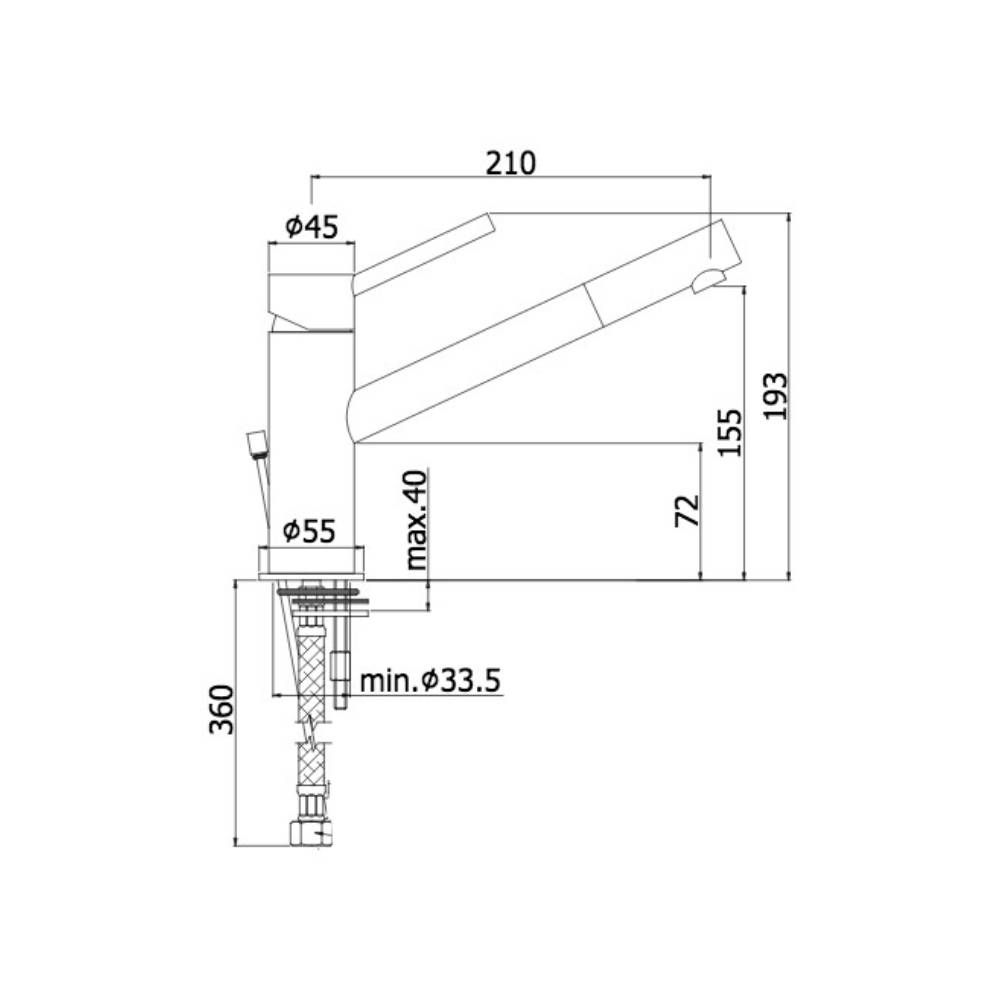 Miscelatore lavabo prolungato monocomando senza Scarico serie Birillo modello BI081CR cromato Paffoni