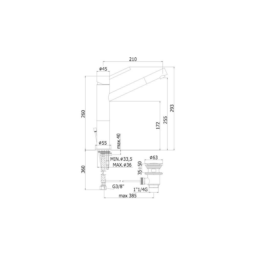 Miscelatore lavabo canna lunga con prolunga serie Birillo modello BI081CR93 cromo Paffoni