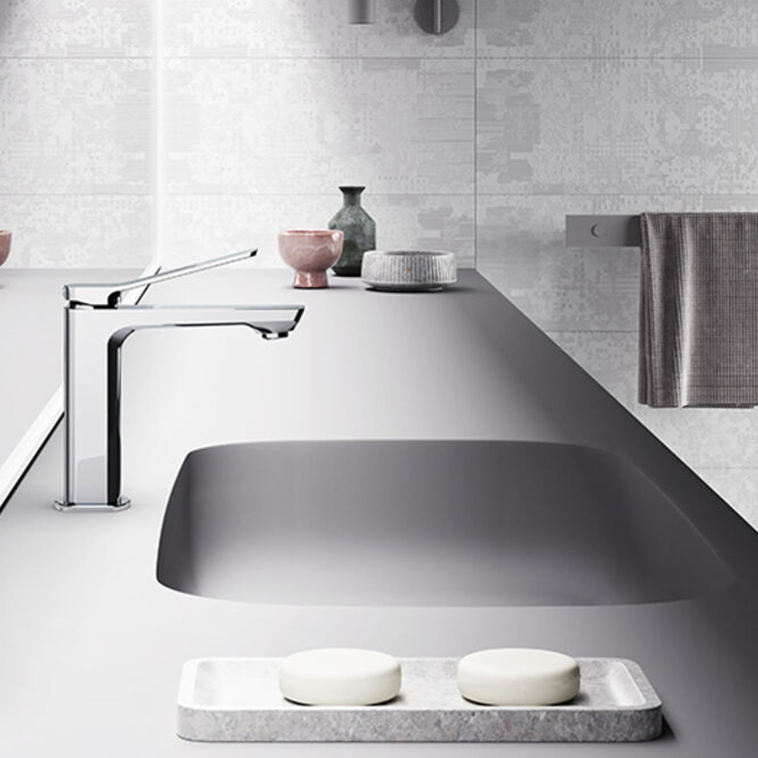 Miscelatore lavabo in ottone con scarico clic clac serie Tilt di Paffoni cromato