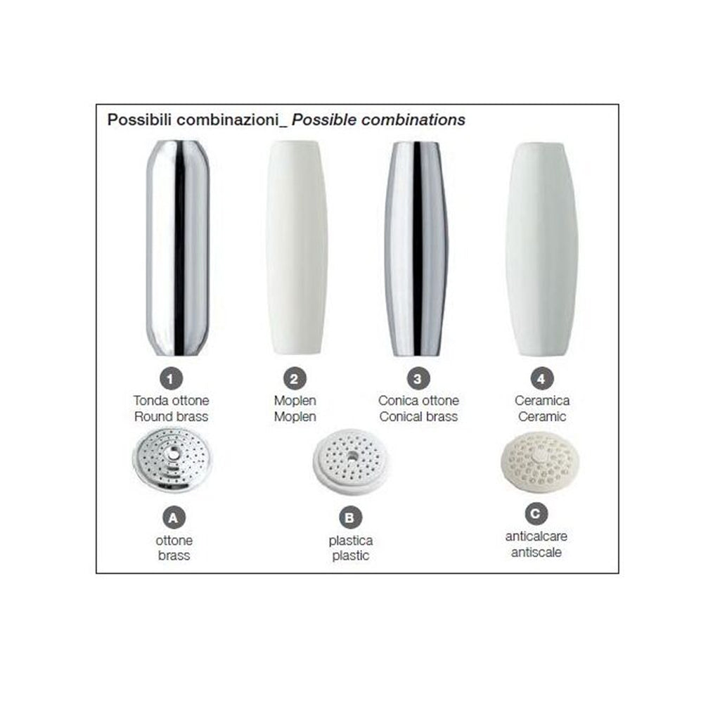 Doccia Violetta con manopola 4 in ceramica e disco A in ottone