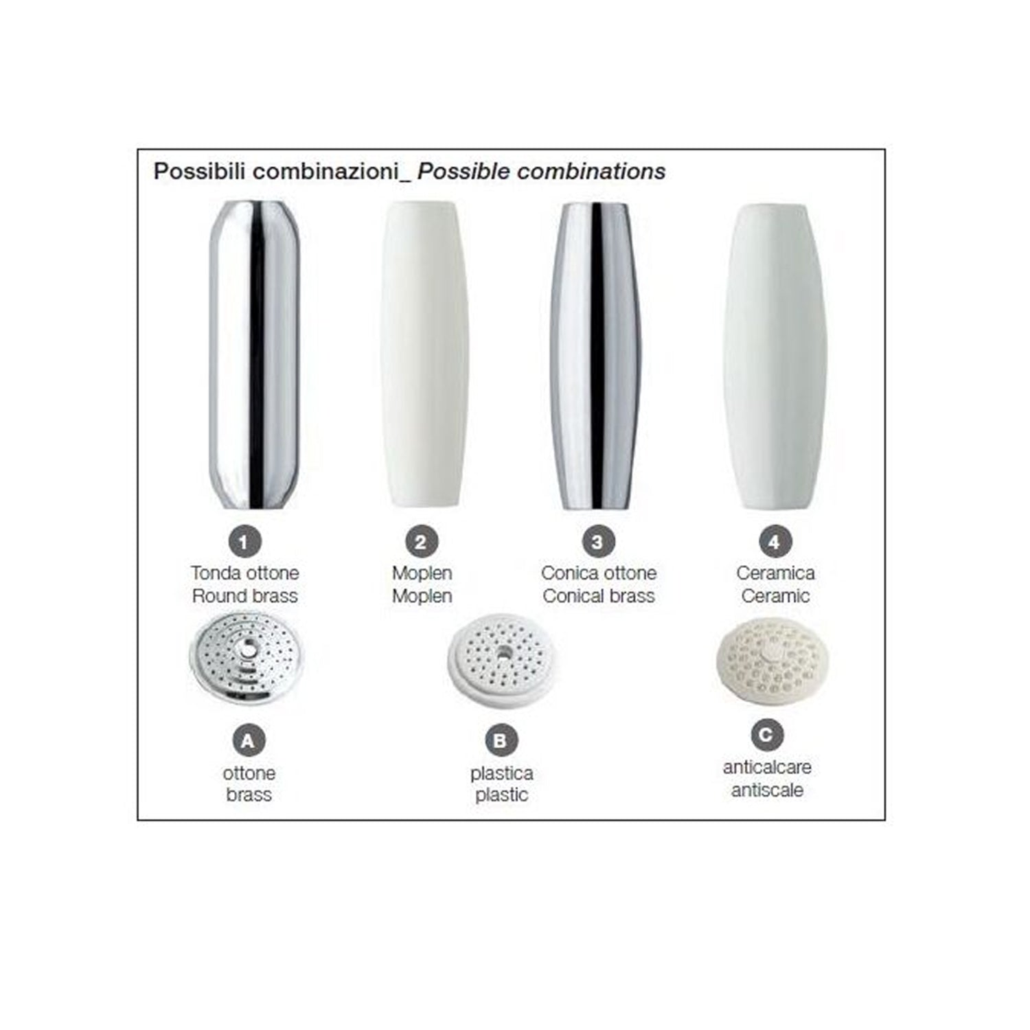 Doccia Violetta con manopola 4 in ceramica e disco A in ottone