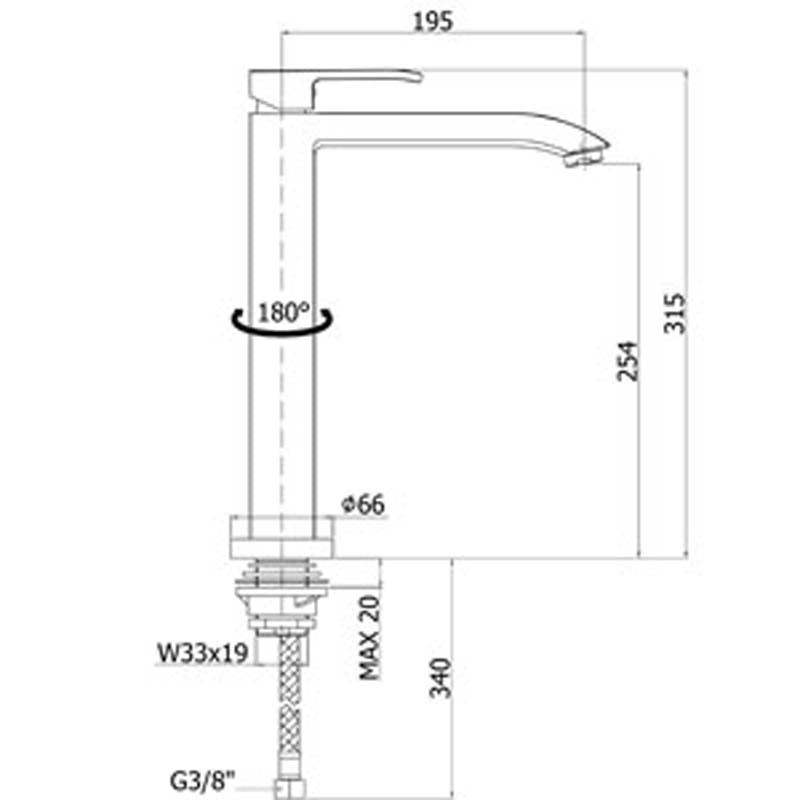 Miscelatore Lavello con corpo orientabile serie Level di Paffoni cromato