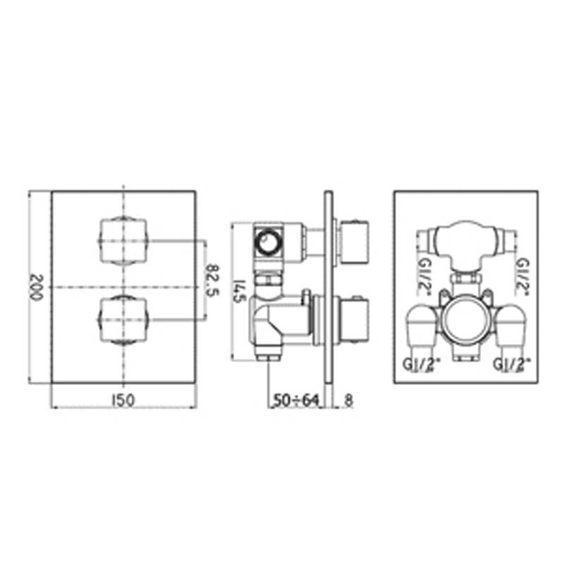 Paffoni mod. LEVEL Miscelatore termostatico incasso Doccia con deviatore LEQ518CR