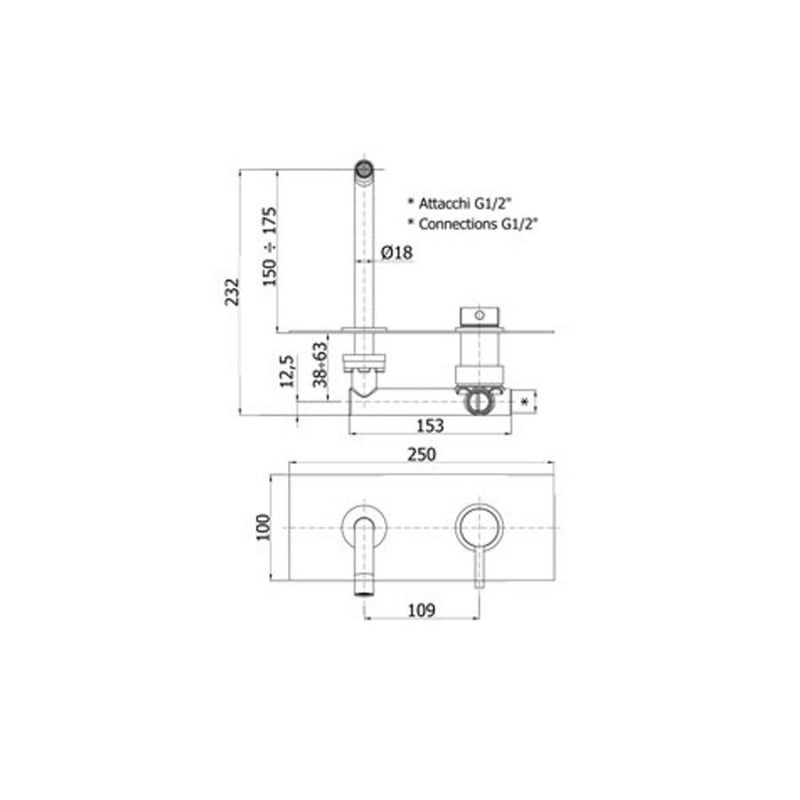 Miscelatore lavabo incasso Paffoni Light ottone cromato