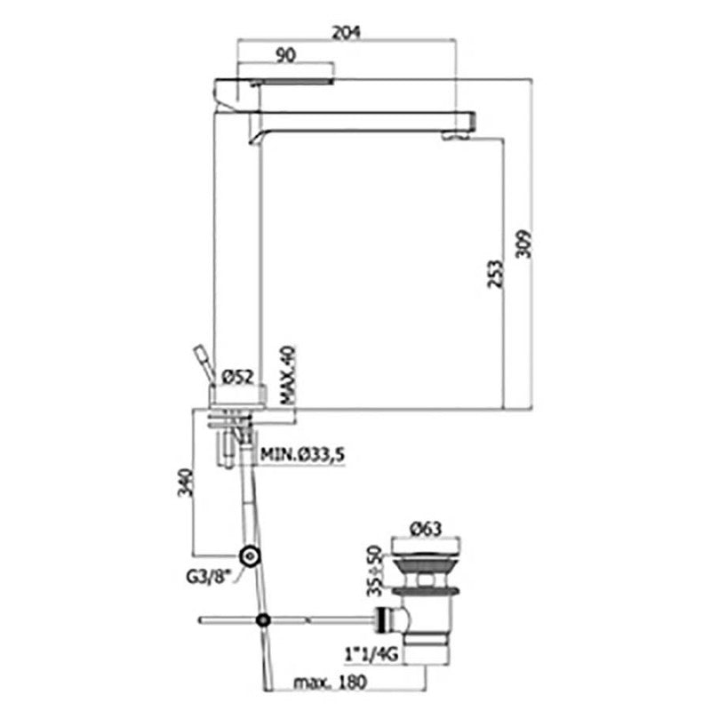 Miscelatore lavabo alto Paffoni Ringo senza scarico