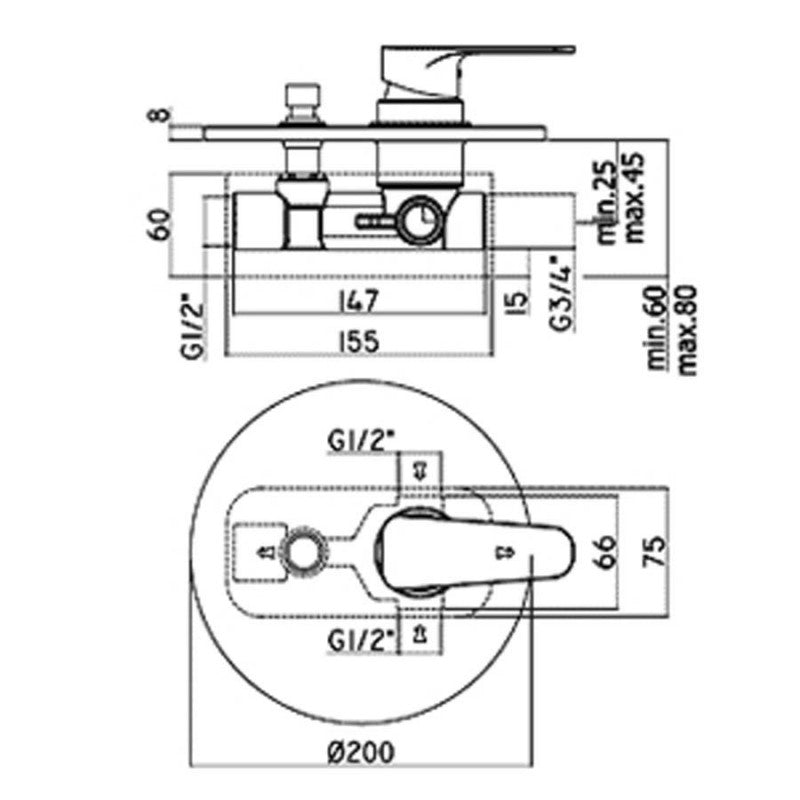 Miscelatore incasso doccia con deviatore Paffoni Sly ottone cromato