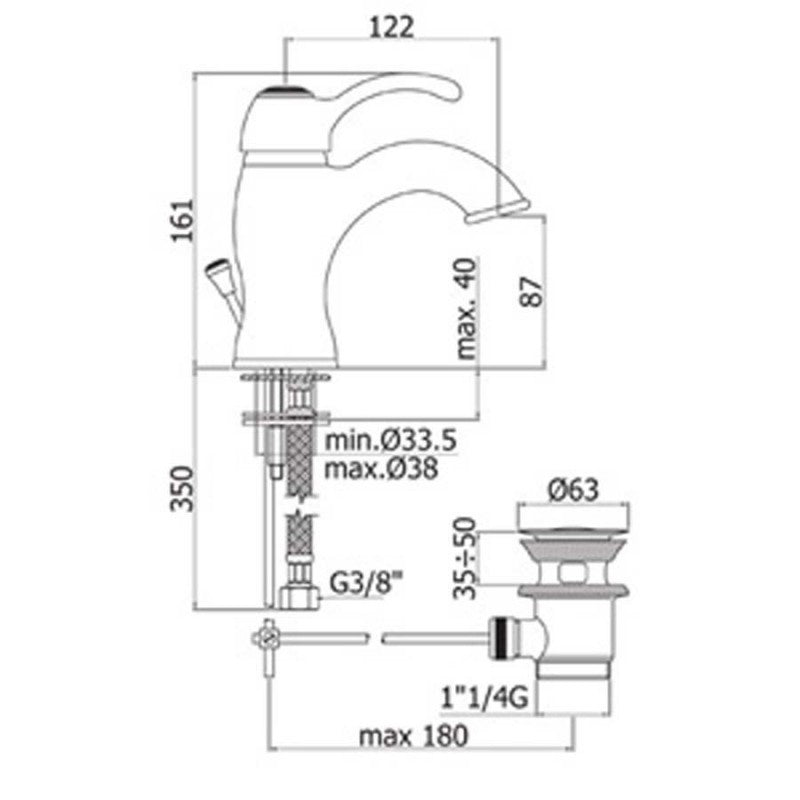 Miscelatore lavabo con scarico Paffoni Flavia ottone cromo
