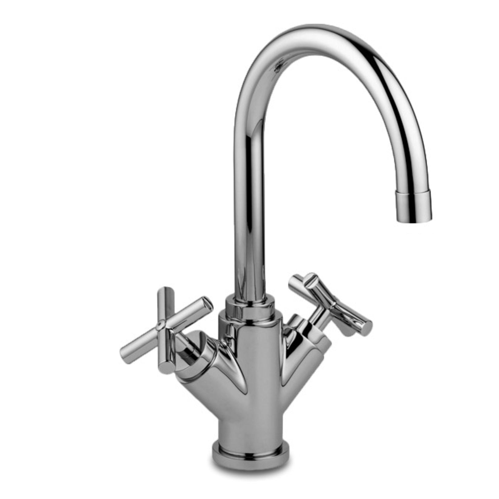 Miscelatore lavabo Paffoni Quattro con scarico e doppia maniglia a croce