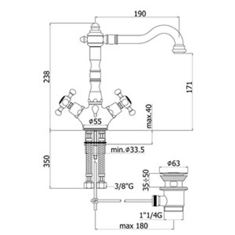 Miscelatore lavabo Paffoni Belinda con scarico