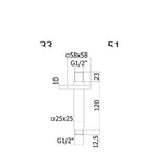 Braccio doccia cromato a soffitto Paffoni design quadrato