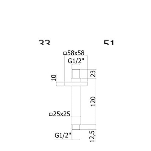Braccio doccia cromato a soffitto Paffoni design quadrato
