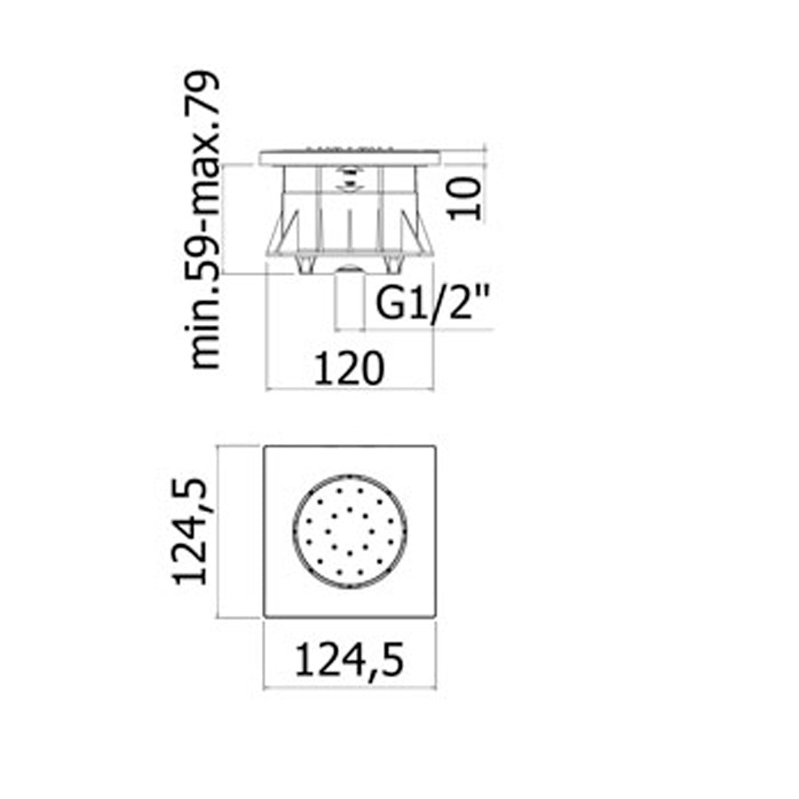 Soffione doccia quadrato Paffoni in ABS cromato
