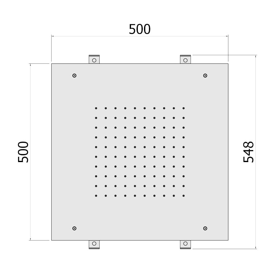 Soffione doccia quadrato a soffitto 50x50 cm Paffoni Boston