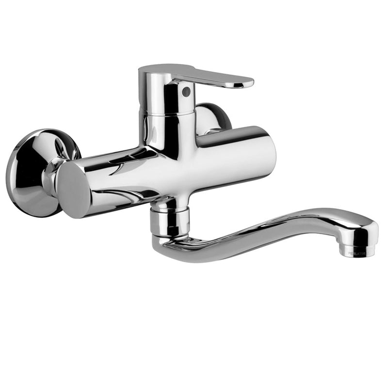Miscelatore Lavello a Muro Paffoni Blu con canna tubo serpente BLU161CR