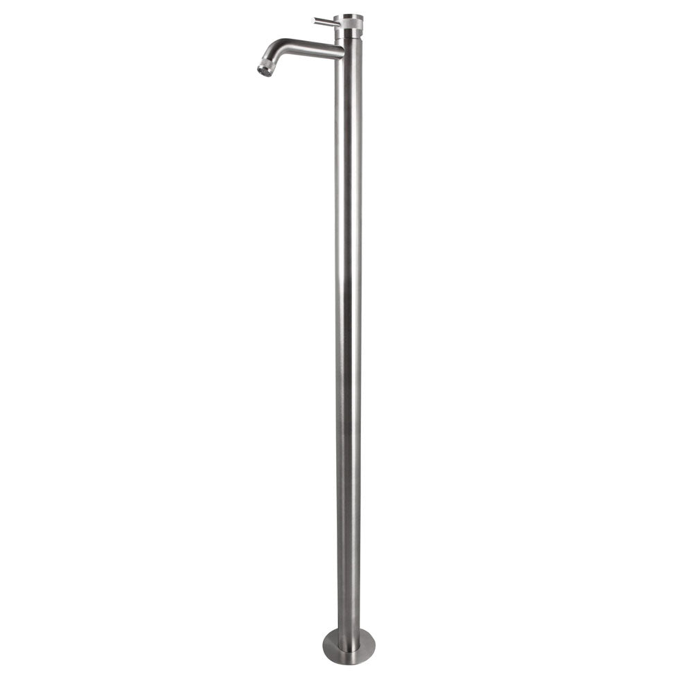 Rubinetto miscelatore Lavabo a Pavimento in acciaio inox 316L Finitura Spazzolata senza scarico e bocca di erogazione con anticalcare