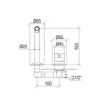 Rubinetto miscelatore Lavabo a parete con bocca da 16 cm in acciaio inox 316L Finitura Spazzolata senza scarico e bocca di erogazione con anticalcare