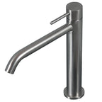 Rubinetto miscelatore Lavabo Medio in acciaio inox 316L Finitura Spazzolata senza scarico Tubico Tevere