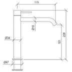 Rubinetto miscelatore Lavabo Medio in acciaio inox 316L Finitura Spazzolata senza scarico Tubico Tevere