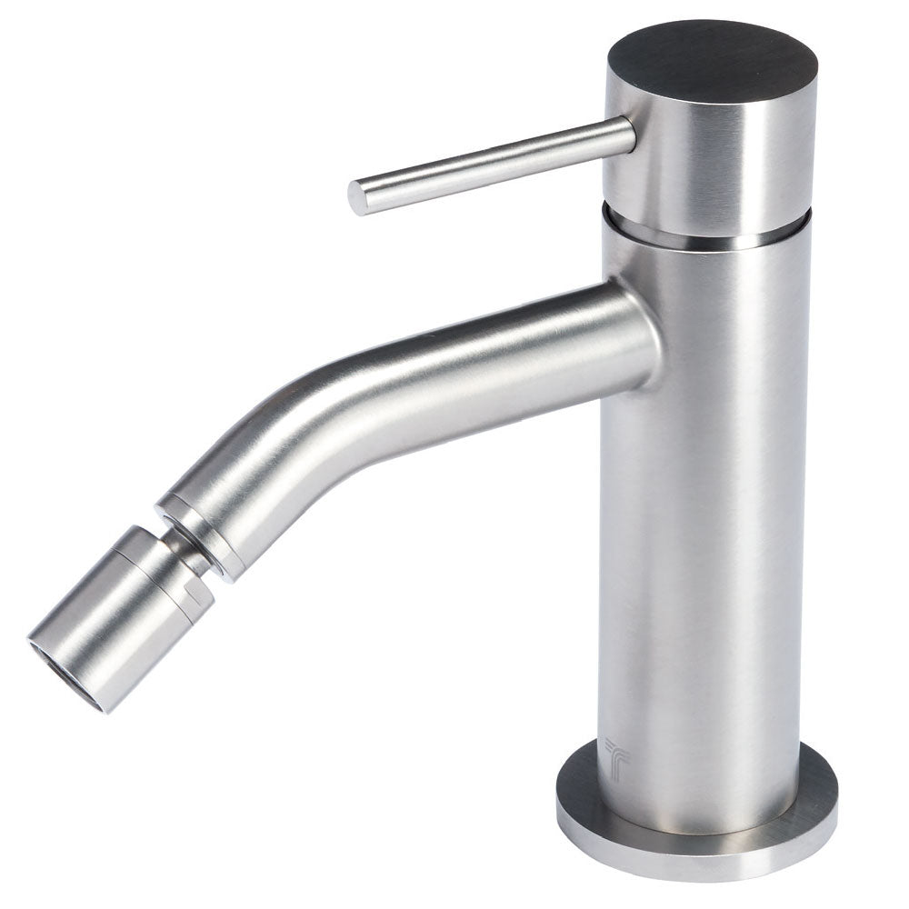 Rubinetto miscelatore Bidet in acciaio inox 316L Finitura Spazzolata senza scarico Tubico Tevere