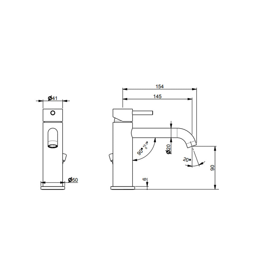 Rubinetto miscelatore Lavabo con scarico  in acciaio inox Finitura Spazzolata con Maniglia colore Carbone Tubico Colorado