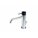 Rubinetto miscelatore Lavabo con scarico  in acciaio inox Finitura Spazzolata con Maniglia colore Carbone Tubico Colorado