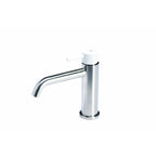 Rubinetto miscelatore Lavabo senza scarico  in acciaio inox Finitura Spazzolata con Maniglia color Perla  Tubico Colorado