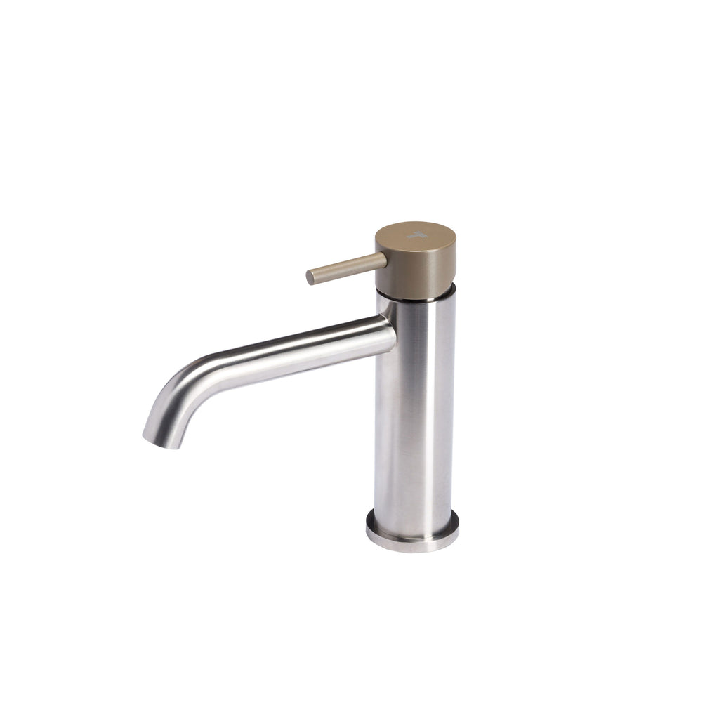 Rubinetto miscelatore Lavabo senza scarico  in acciaio inox Finitura Spazzolata con Maniglia colore Deserto Tubico Colorado