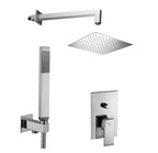 Set soffione doccia quadrato e braccio doccia quadrato con miscelatore incasso Level e set duplex doccia Cromo Paffoni