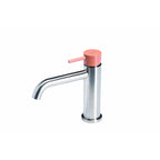 Rubinetto miscelatore Lavabo senza scarico  in acciaio inox Finitura Spazzolata con Maniglia colore Cipria Tubico Colorado