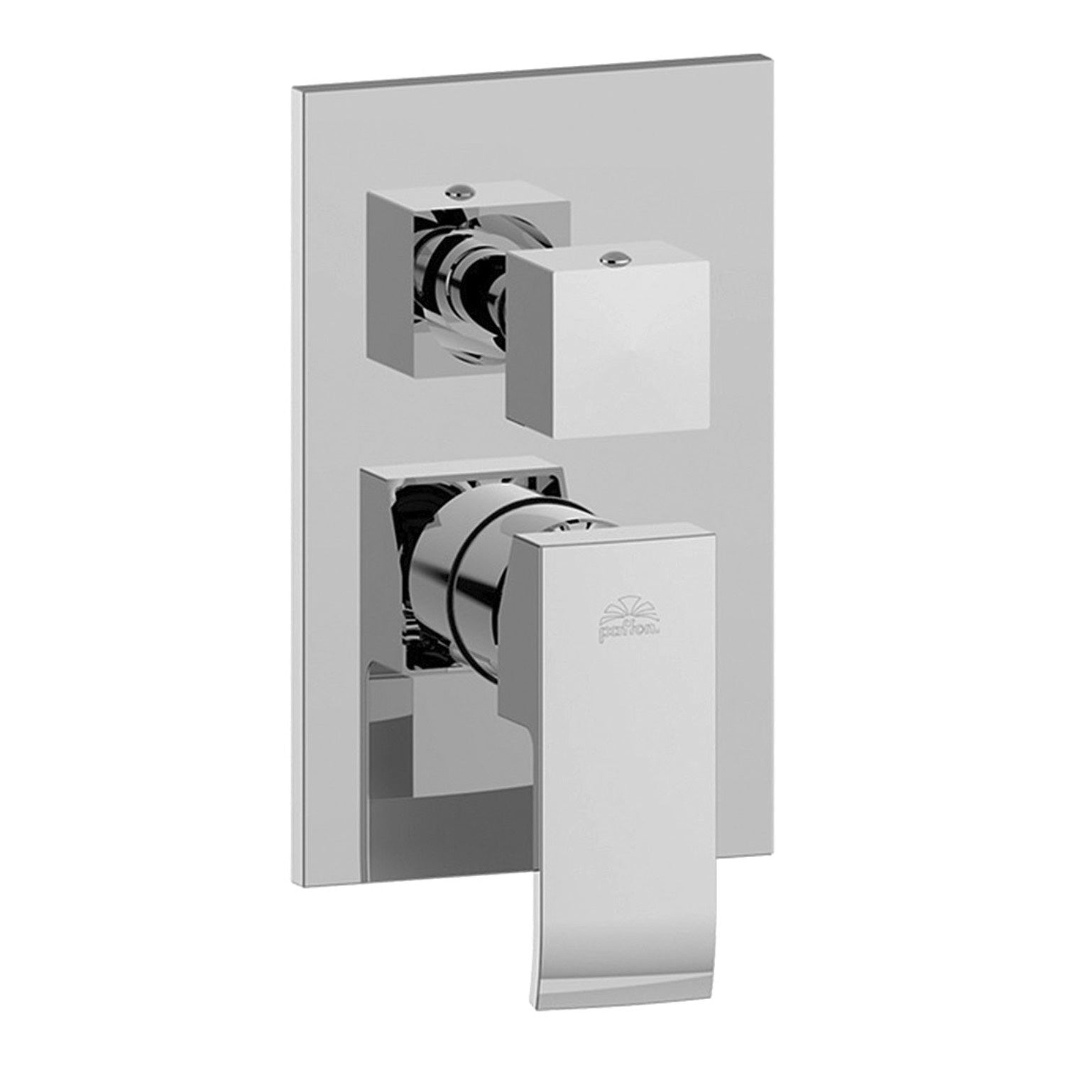 Set soffione doccia quadrato e braccio doccia quadrato con miscelatore incasso Level e set duplex doccia Cromo Paffoni