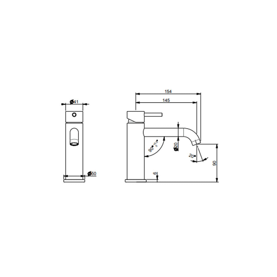Rubinetto miscelatore Lavabo senza scarico  in acciaio inox Finitura Spazzolata con Maniglia colore Carbone Tubico Colorado