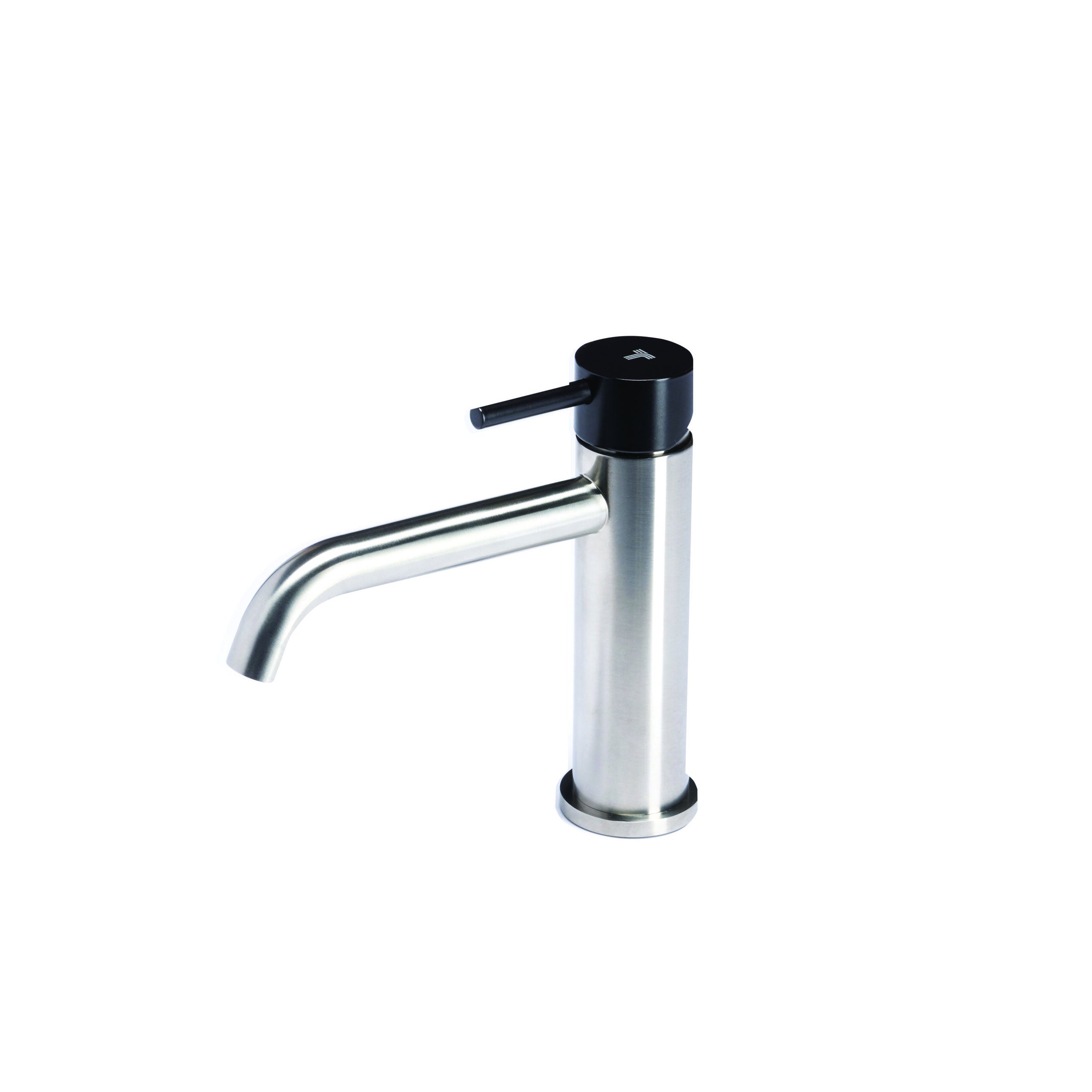 Rubinetto miscelatore Lavabo senza scarico  in acciaio inox Finitura Spazzolata con Maniglia colore Carbone Tubico Colorado