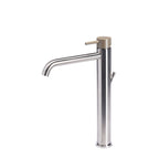 Rubinetto miscelatore Lavabo Alto con scarico  in acciaio inox Finitura Spazzolata con Maniglia color Deserto Tubico Colorado