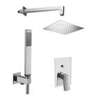 Set soffione doccia quadrato e braccio doccia quadrato con miscelatore incasso tilt e set duplex doccia Cromo Paffoni