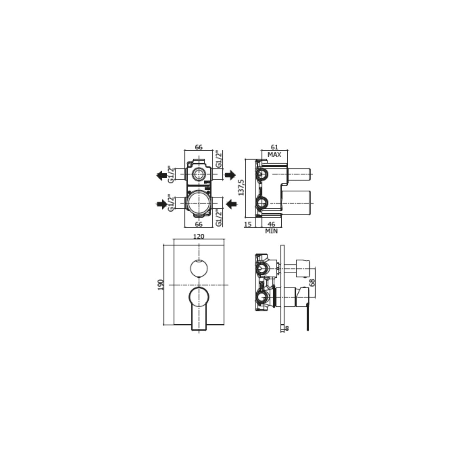 Set soffione doccia quadrato e braccio doccia quadrato con miscelatore incasso tango e set duplex doccia Cromo Paffoni