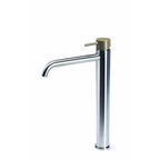 Rubinetto miscelatore Lavabo Alto senza scarico  in acciaio inox Finitura Spazzolata con Maniglia colore Deserto Tubico Colorado