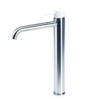 Rubinetto miscelatore Lavabo Alto senza scarico  in acciaio inox Finitura Spazzolata con Maniglia colore Neve Tubico Colorado