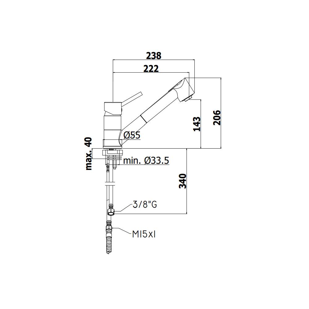 Miscelatore lavello monoforo con canna orientabile serie Birillo modello BI183CR-RED cromato Paffoni