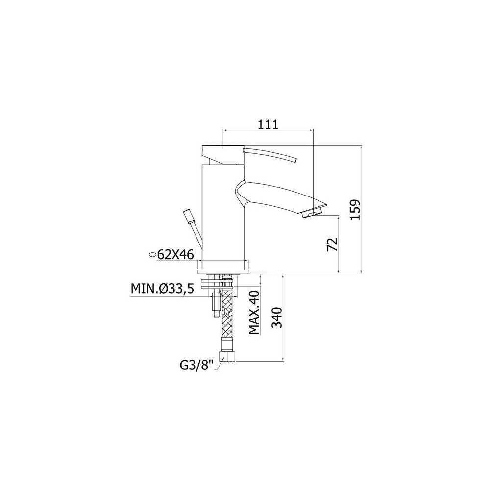 Miscelatore lavabo ellittico monocomando senza scarico serie Berry modello BR071CR cromato Paffoni
