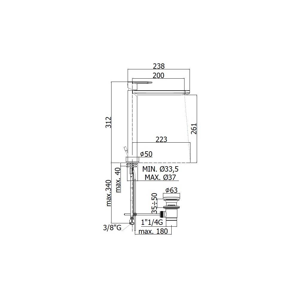Miscelatore Lavabo alto prolungato con scarico click clak serie Candy modello CA081KCR cromato Paffoni