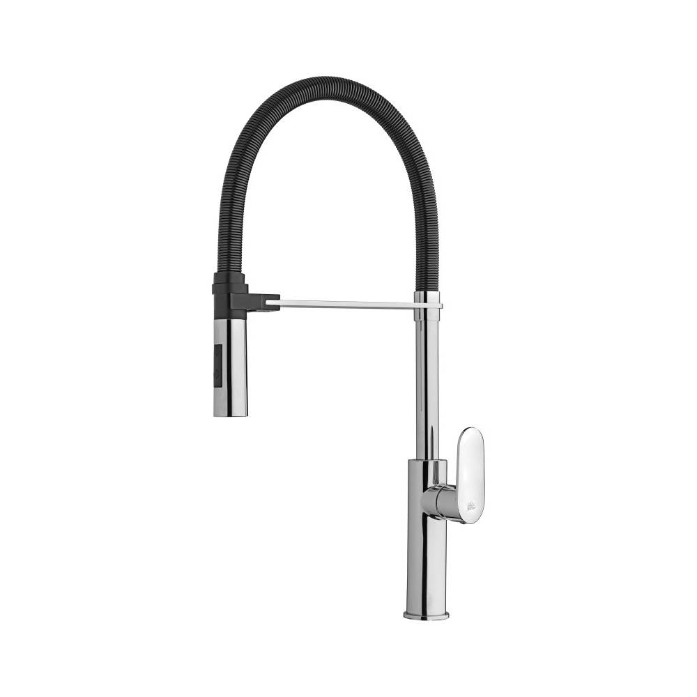 Miscelatore cucina Professional con doccetta serie Candy modello CA179CRNO cromato con molla nero opaco Paffoni