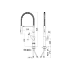 Miscelatore cucina Professional con doccetta serie Candy modello CA179CRNO cromato con molla nero opaco Paffoni