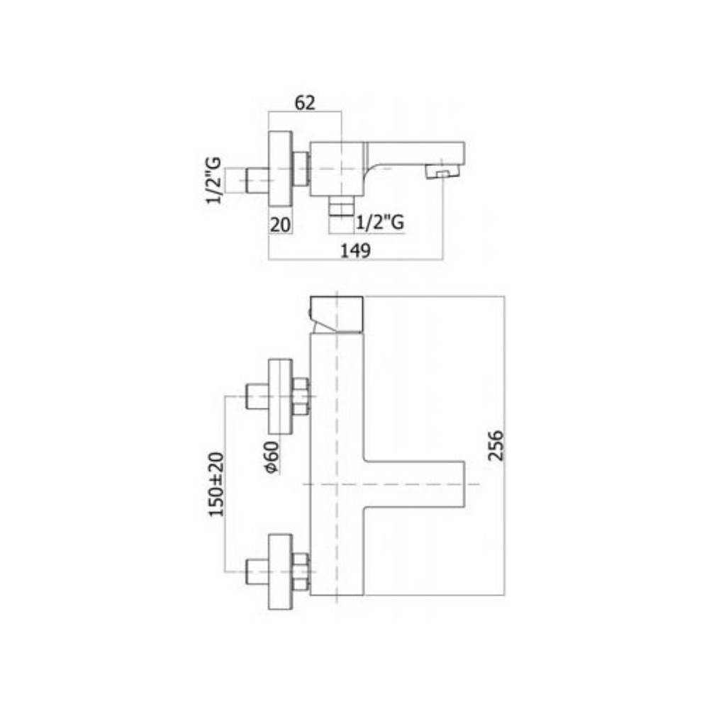 Miscelatore vasca con duplex e supporto fisso serie EFFE modello EF026CR cromato Paffoni