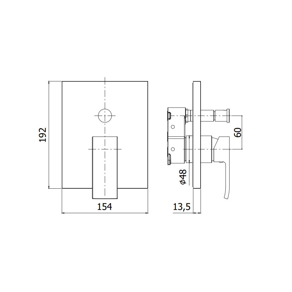 Miscelatore incasso doccia con deviatore PBOX 015 con piastra ABS serie EFFE modello EFBOX015CR cromato Paffoni